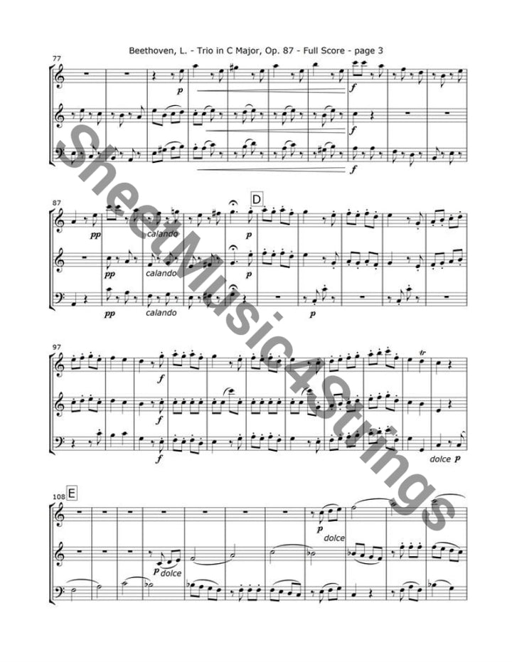 Beethoven L. - Trio In C Op. 87 Mvt. 4 (2 Violins Cello) Trios