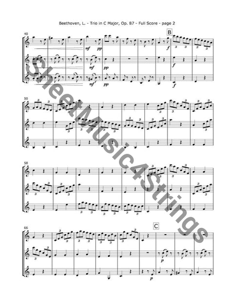 Beethoven L. - Trio In C Op. 87 Mvt. 4 (3 Violins) Trios