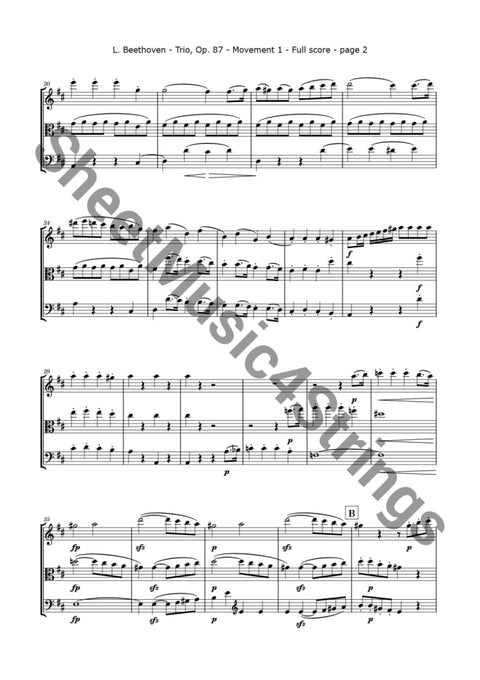 Beethoven L. - Trio In C Op. 87 ( Violin Viola And Cello) Trios
