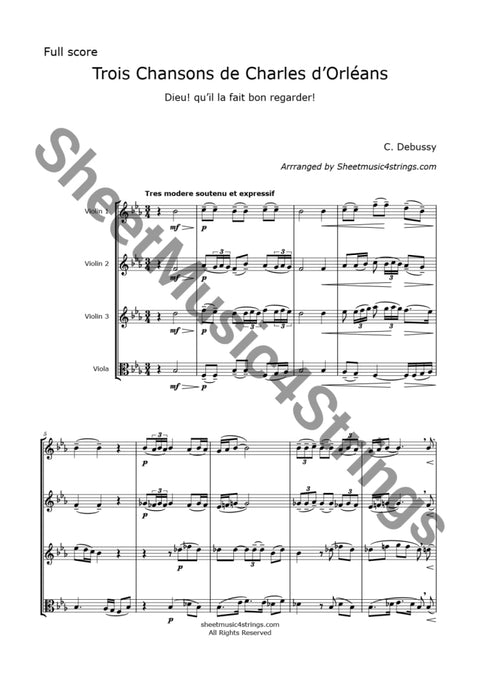 Debussy C. - Chanson De Charles Dorléans (Three Violins And Viola) Quartets
