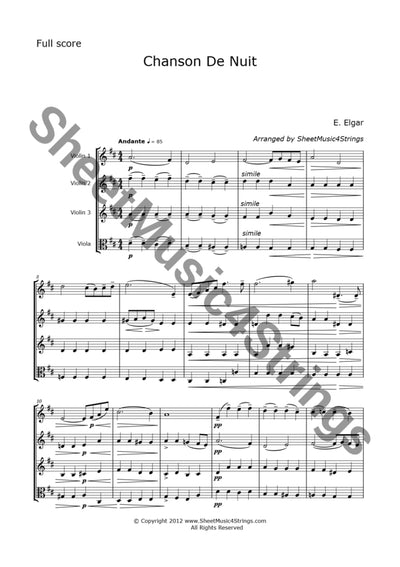 Elgar E. - Chanson De Nuit (Three Violins And Viola)