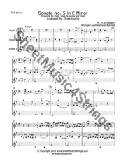 Erlebach P. - Sonata No. 5 In E Minor Mvts. 1 2 (3 Violins) Trios
