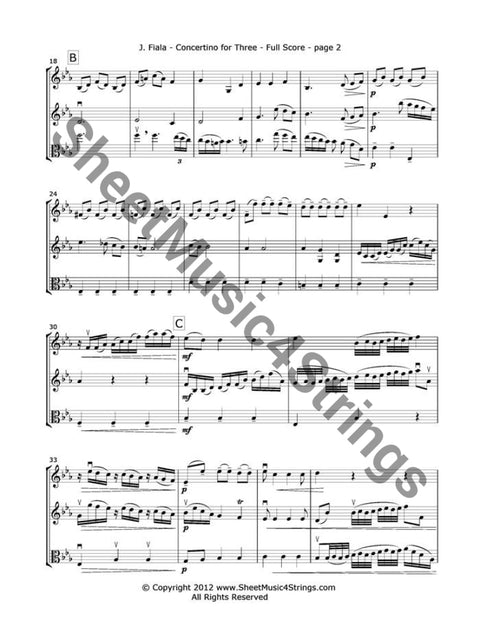 Fiala J. - Concertino For 3 (Three Violins) Trios