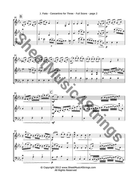 Fiala J. - Concertino For 3 (Two Vlns Cello) Trios
