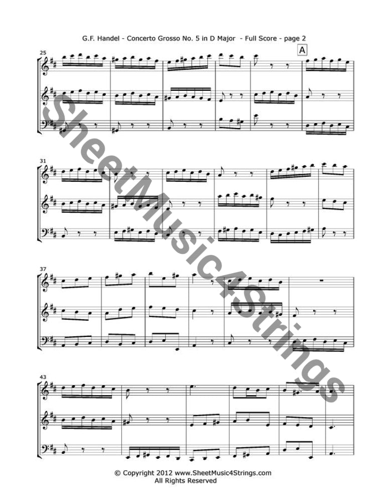 Handel G. - Concerto Grosso In D Major Mvt. 3 (2 Violins And Cello Trio) Trios