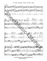 Handel G. - Passaglia In D Major (Violin Viola And Cello) Trios