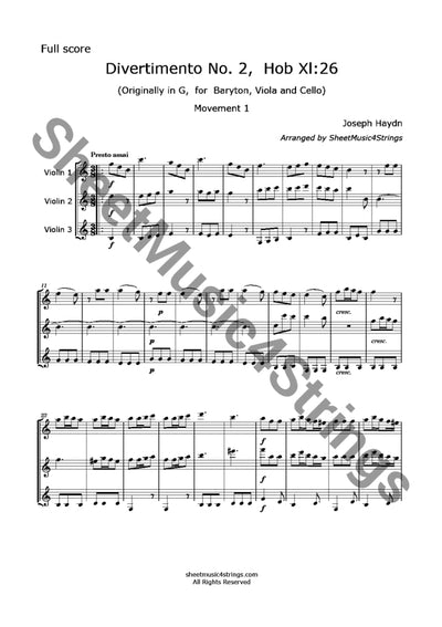 Haydn J. - Trio No. 2 Hob Xi:26 (Three Violins)