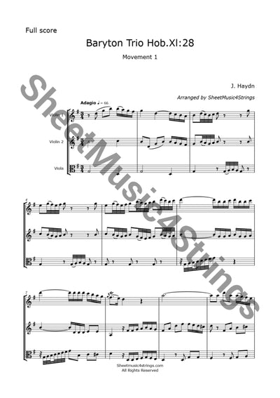 Haydn J. - Trio No. 4 Hob Xi:28 (Two Violins And Viola) Sheet Music