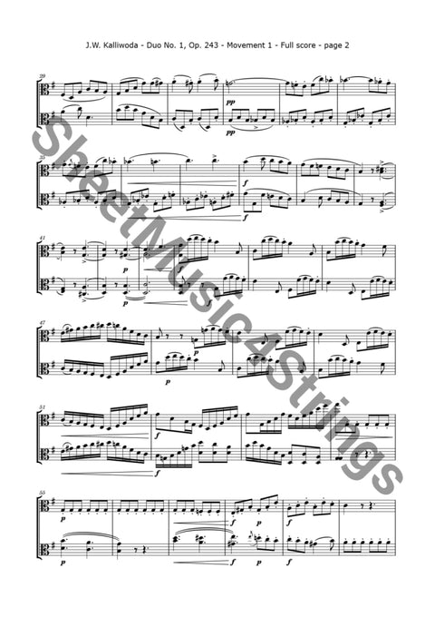 Kalliwoda J. - Duo No. 1 Op. 243 (All Mvts.) For Two Violas Sheet Music
