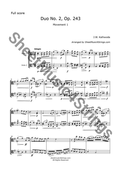 Kalliwoda J. - Duo No. 2 Op. 243 (All Mvts.) For Two Violas Sheet Music