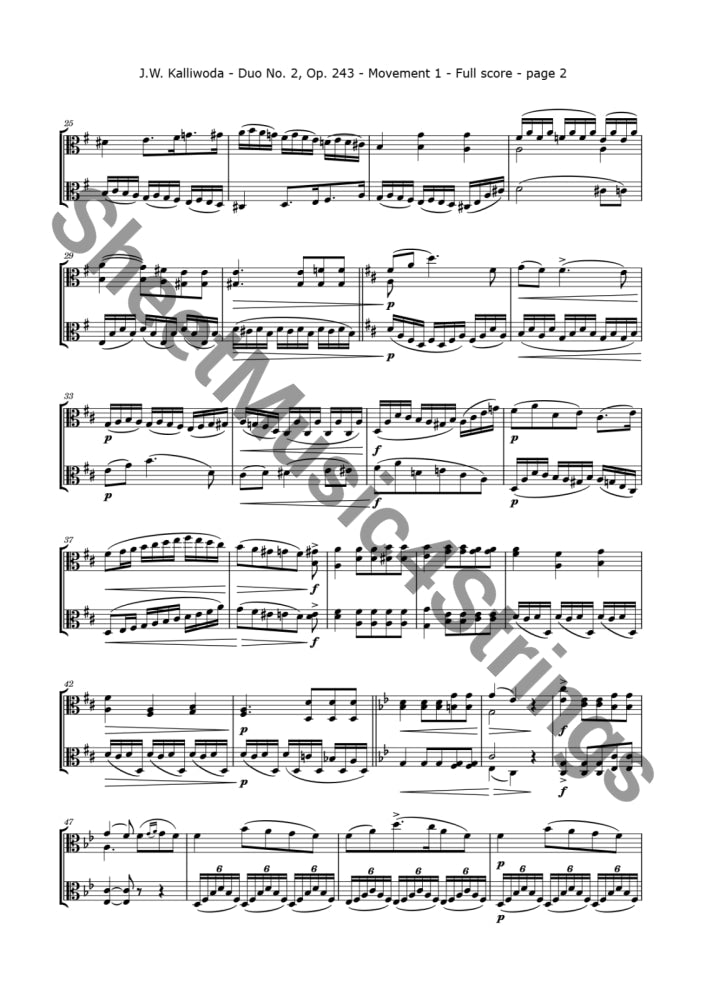 Kalliwoda J. - Duo No. 2 Op. 243 (All Mvts.) For Two Violas Sheet Music