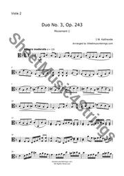 Kalliwoda J. - Duo No. 3 Op. 243 (All Mvts.) For Two Violas Sheet Music