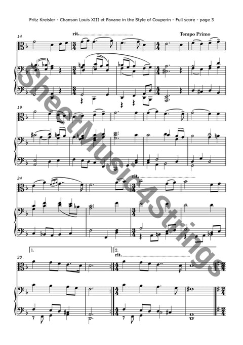 Kreisler F. - Chanson Louis Xiii Et Pavane (Arranged For Viola And Piano) Piano