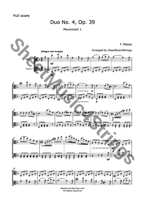Mazas F. - Duet No. 4 Op. 39 (Viola Duo) Sheet Music