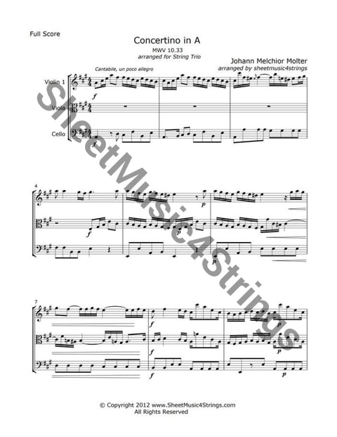 Molter J. - Concertino In A Major Mwv 10.33 Mvt. 1(Vln. Vla. And Cello Trio) Trios