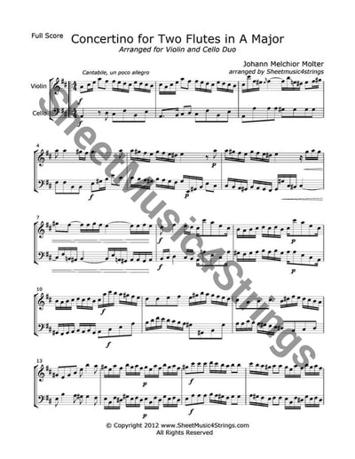 Molter J. - Concertino In A Mvt. 1(Violin And Cello Duo) Duos