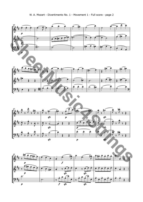 Mozart W.a. - Divertimento No. 1 K. 229 (2 Violins And Cello) Trios