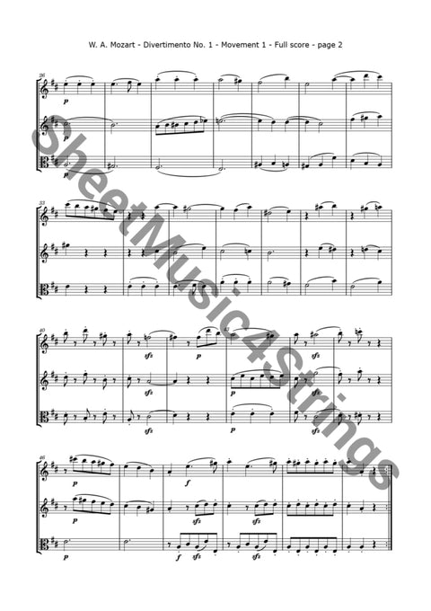 Mozart W.a. - Divertimento No. 1 K. 229 (2 Violins And Viola) Trios