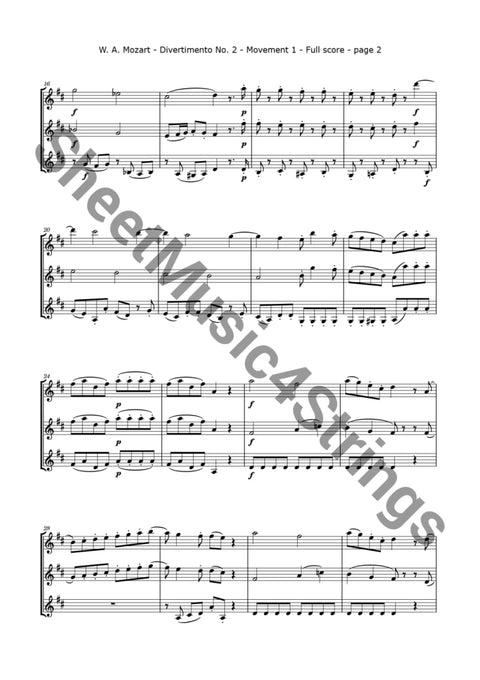 Mozart W.a. - Divertimento No. 2 K. 229 (3 Violins) Trios