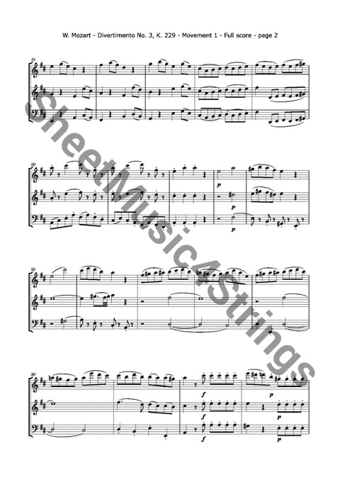 Mozart W.a. - Divertimento No. 3 K. 229 (2 Violins And Cello) Trios