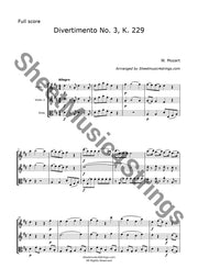 Mozart W.a. - Divertimento No. 3 K. 229 (2 Violins And Viola) Trios