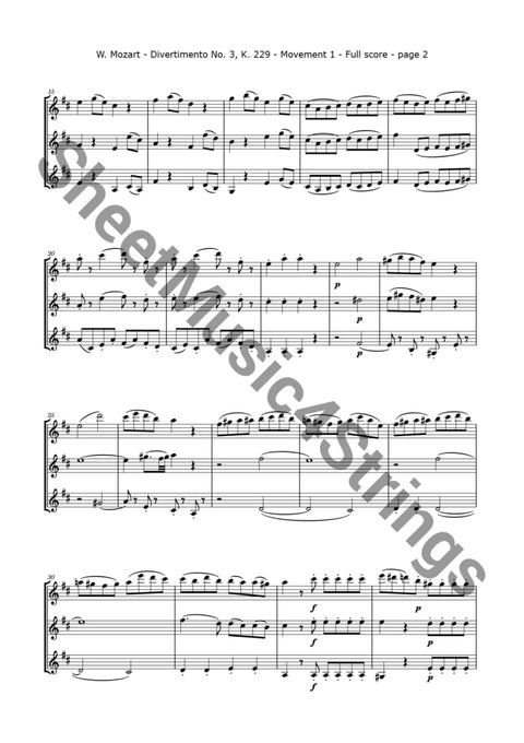 Mozart W.a. - Divertimento No. 3 Kv. 229 (3 Violins) Trios