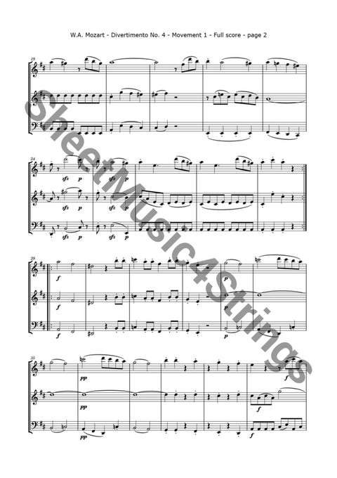 Mozart W.a. - Divertimento No. 4 K. 229 (2 Violins And Cello) Trios