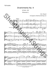 Mozart W.a. - Divertimento No. 4 K. 229 (2 Violins And Cello) Trios