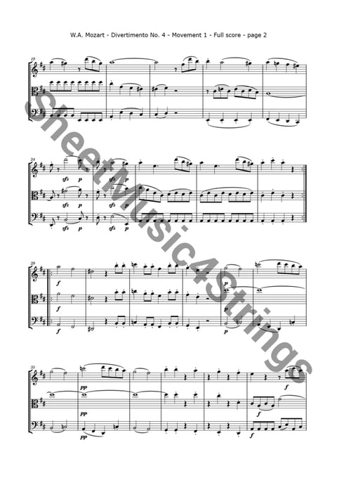 Mozart W.a. - Divertimento No. 4 K. 229 (Violin Viola And Cello) Trios