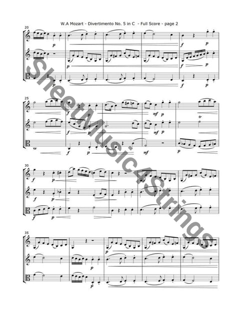 Mozart W.a. - Divertimento No. 5 Mvt. 4 (Two Vlns. And Viola Trio) Trios