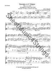 Mozart W.a. - Sonata In F Major Mvt. 1 (Violin And Viola) Duos
