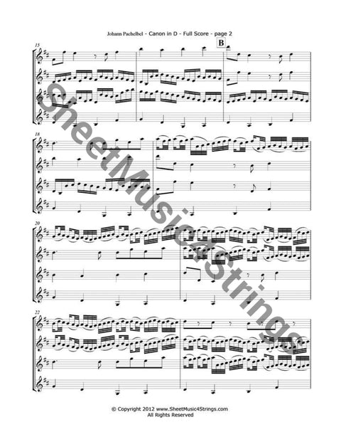 Pachelbel J. - Canon In D (Four Violins) Quartets