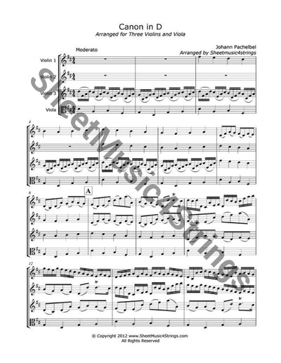 Pachelbel J. - Canon In D (Three Violins And Viola) Quartets
