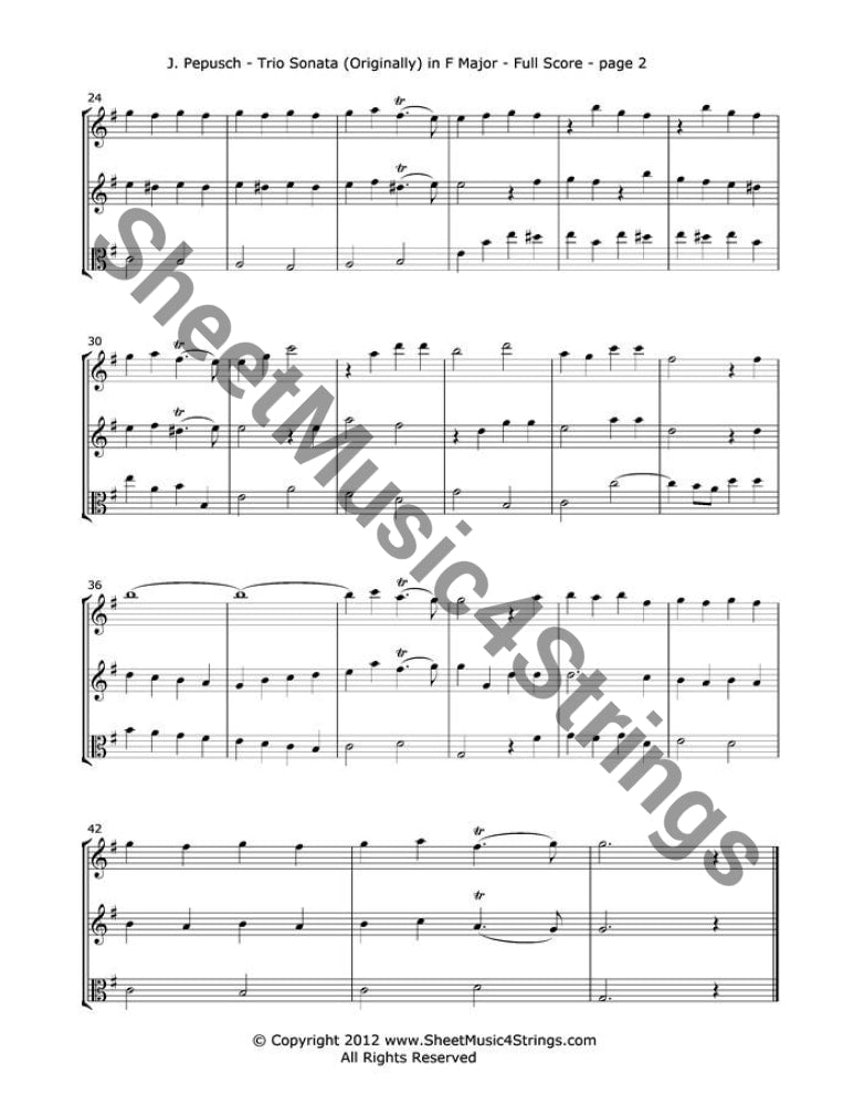 Pepusch J. - Trio Sonata In F Major Mvt. 4 (Two Violins And Viola) Trios