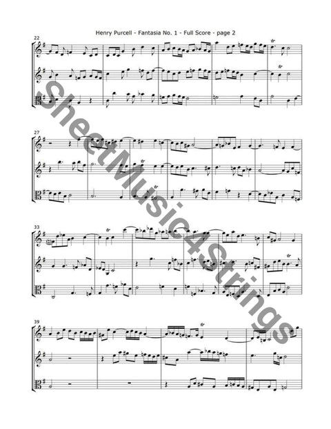 Purcell H. - Fantasia No. 1 (2 Violins And Viola Trio) Trios