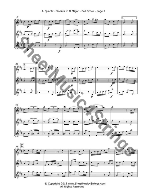 Quantz J. - Sonata In D Major Mvt. 1 (Three Violins) Trios