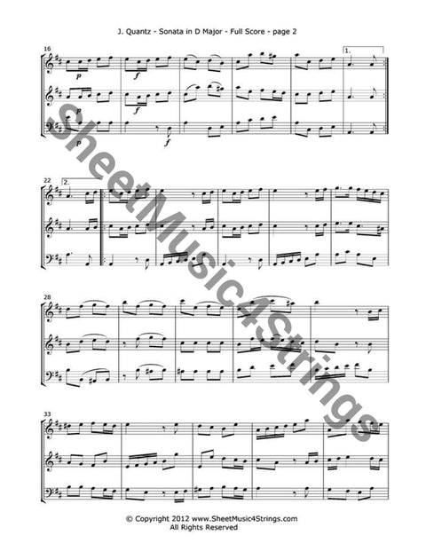 Quantz J. - Sonata In D Major Mvt. 1 (Two Violins And Cello) Trios