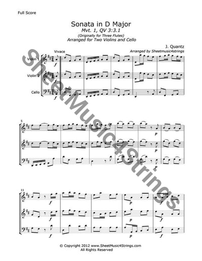 Quantz J. - Sonata In D Major Mvt. 1 (Two Violins And Cello) Trios