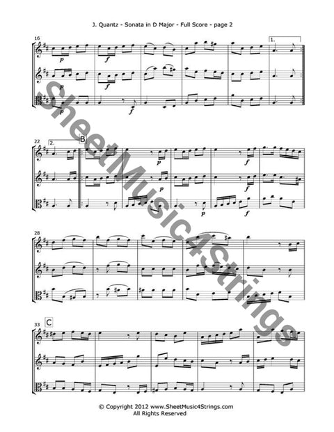 Quantz J. - Sonata In D Major Mvt. 1 (Two Violins And Viola) Trios