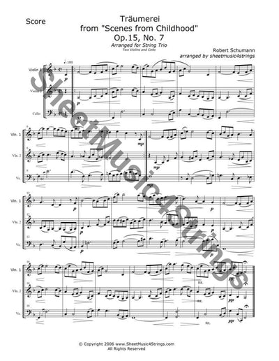 Schumann R. - Traumerei (2 Violins And Cello Trio) Trios