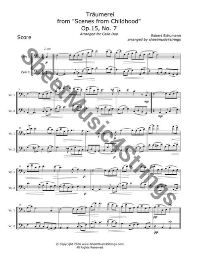 Schumann R. - Traumerei (Cello Duo) Duos
