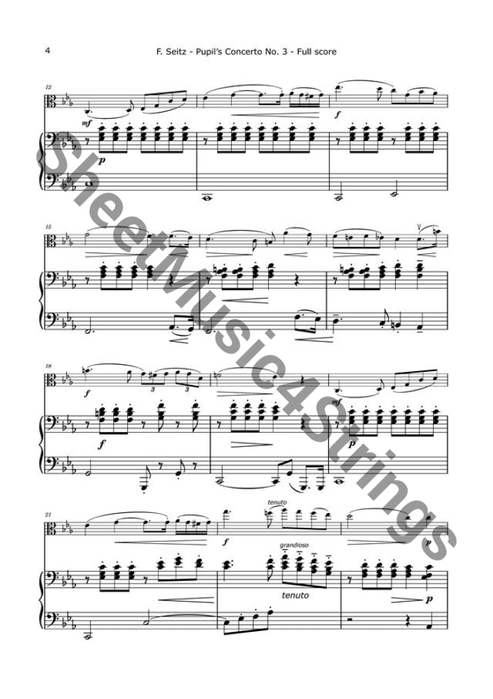 Seitz F. - Violin Concerto No. 3 Arranged For Viola And Piano