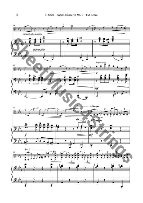 Seitz F. - Violin Concerto No. 3 Arranged For Viola And Piano