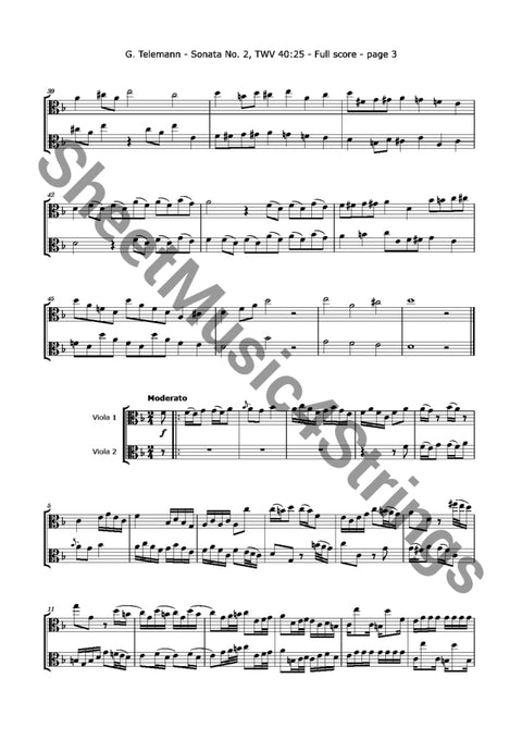 Telemann G. - Duo No.2 Twv 40:25 (Viola Duo) Sheet Music