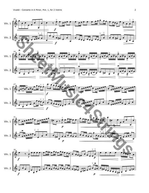 Vivaldi A. - Concerto In A Minor Mvt. 1 (Violin Duo) Duos