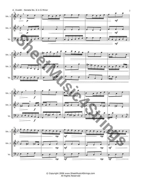 Vivaldi A. - Sonata No. 6 In G Minor Op. 13 Rv 59 Mvt. 1 (2 Violins And Cello Trio) Trios
